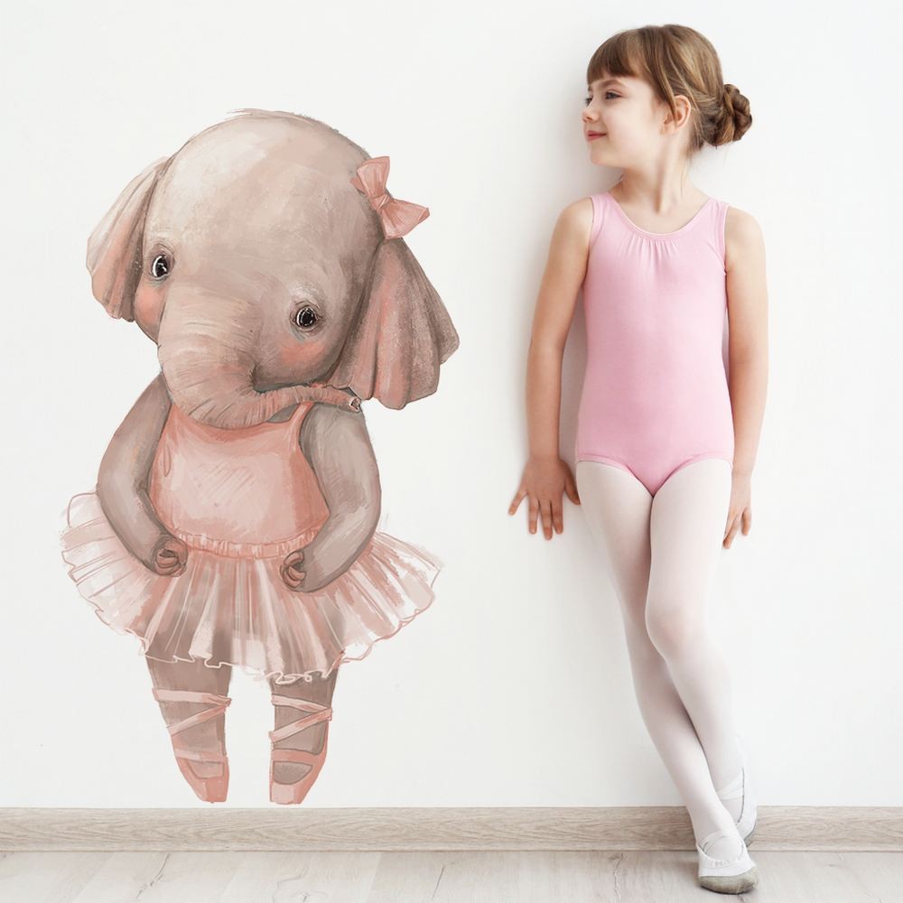 Słonik Balerina - naklejki na ścianę dla dziewczynki