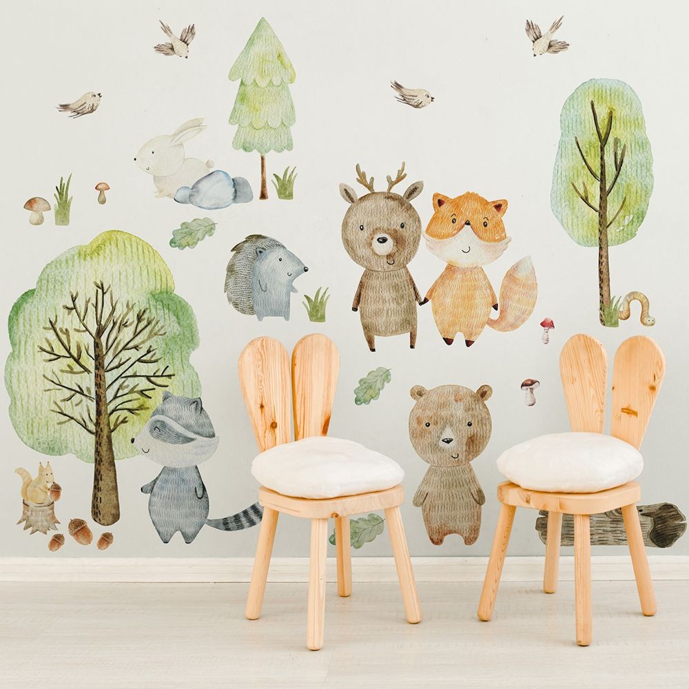 Leśny Świat naklejki na ścianę dla dzieci