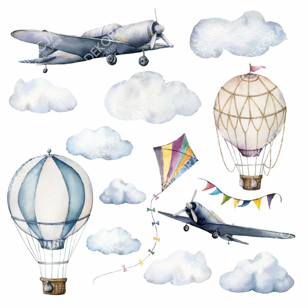 Samoloty, balony, latawiec - naklejki na ścianę, naklejki