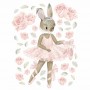 Pastelowy króliczek baletnica róże kwiaty - naklejki na ścianę