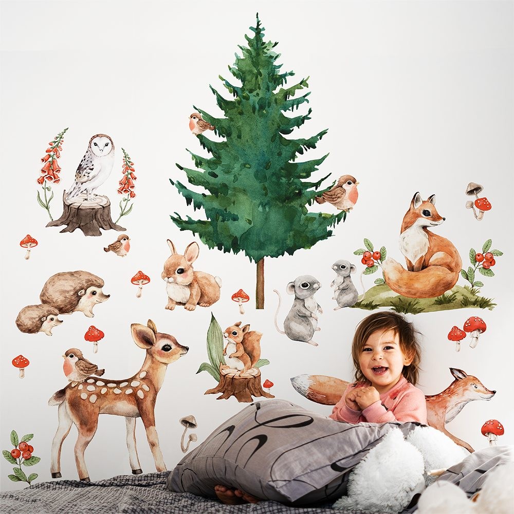 Leśne Zwierzątka naklejki na ścianę dla dzieci