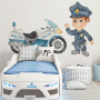 Policja, policjant, motor - naklejki na ścianę dla dzieci
