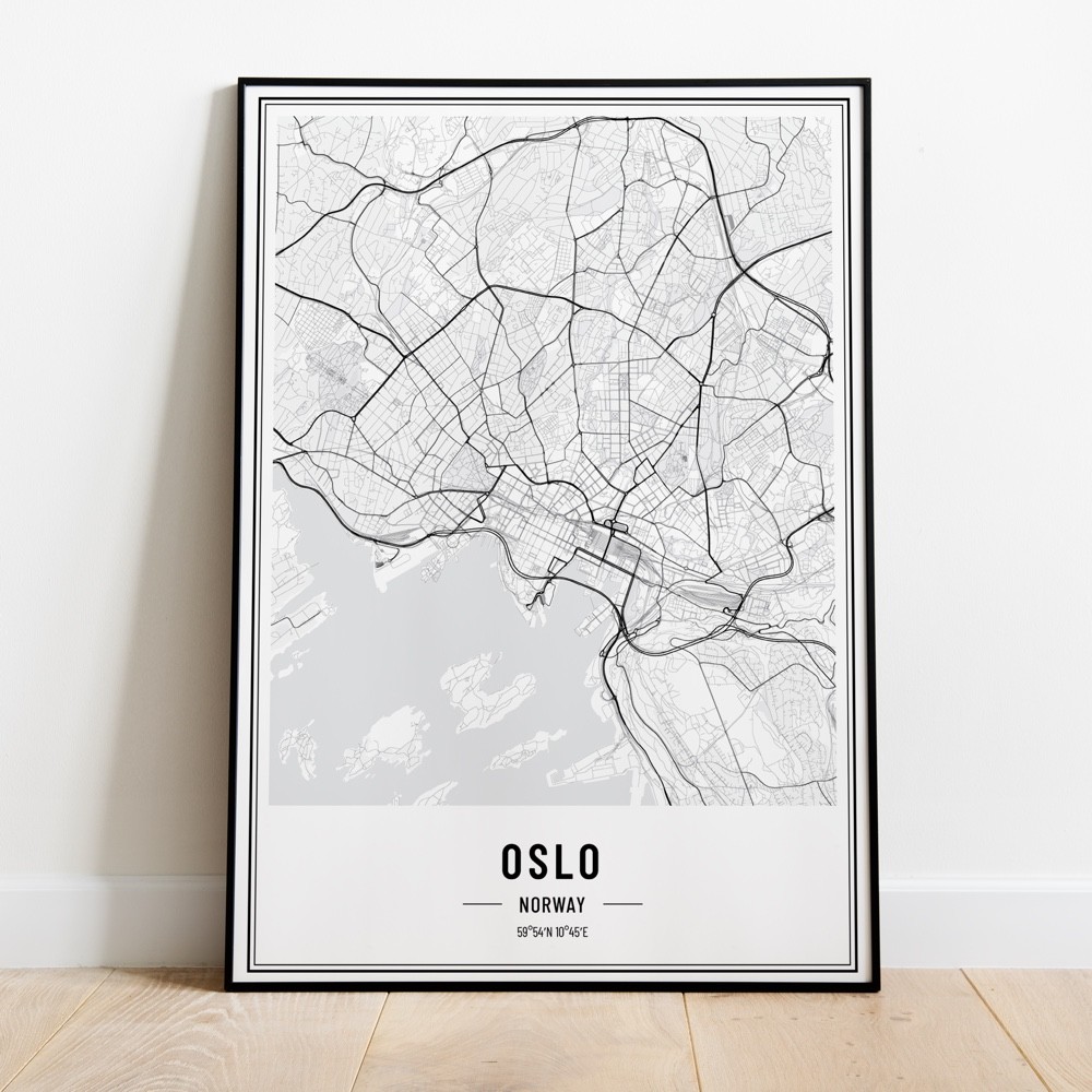 Oslo - plakat, obrazek, poster, mapa, plan miasta