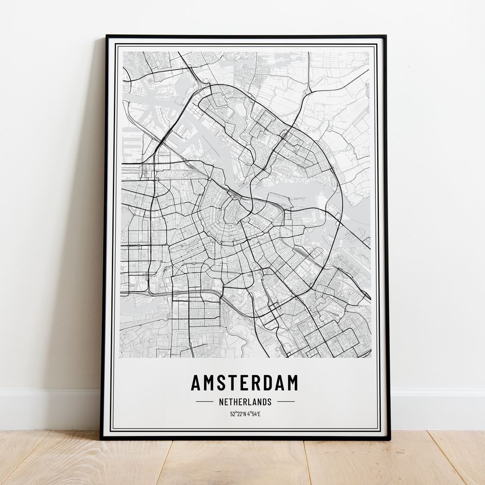 Amsterdam - plakat, obrazek, poster, mapa, plan miasta