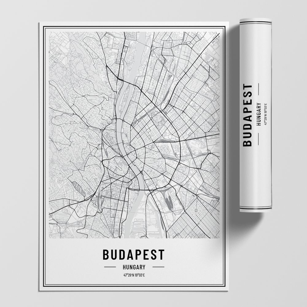 Budapeszt - plakat, obrazek, poster, mapa, plan miasta