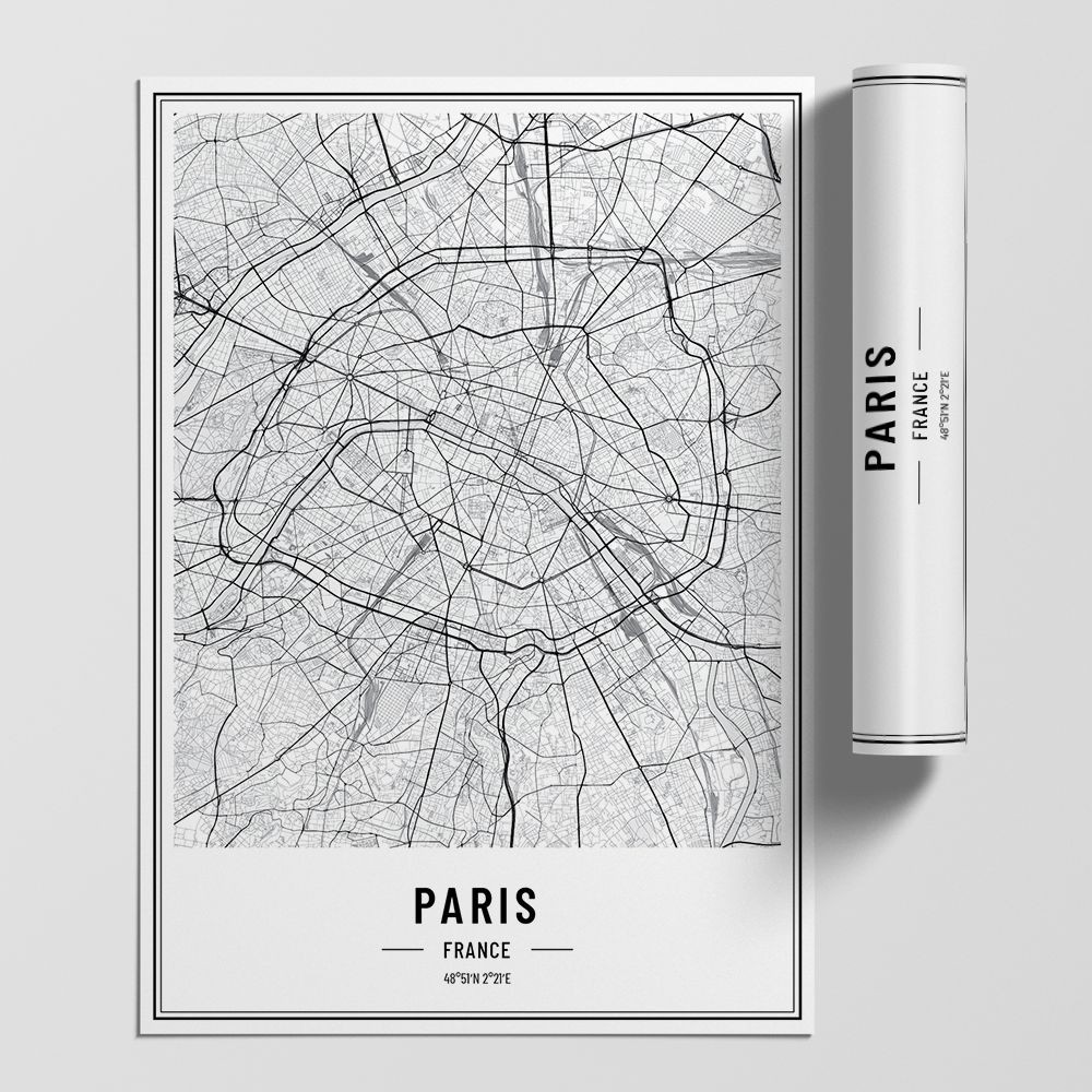 Paryż - plakat, plan miasta
