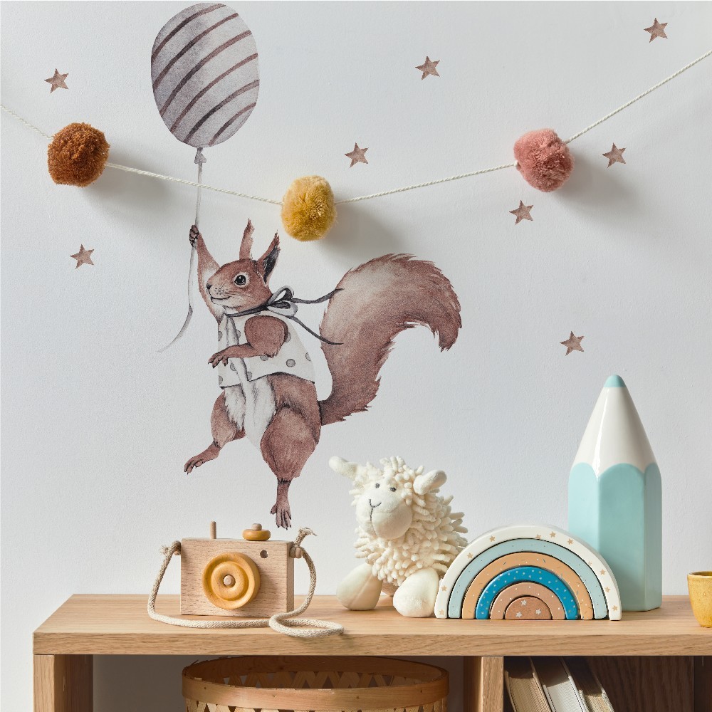 Party Animals, wiewiórka naklejka na ścianę dla dzieci
