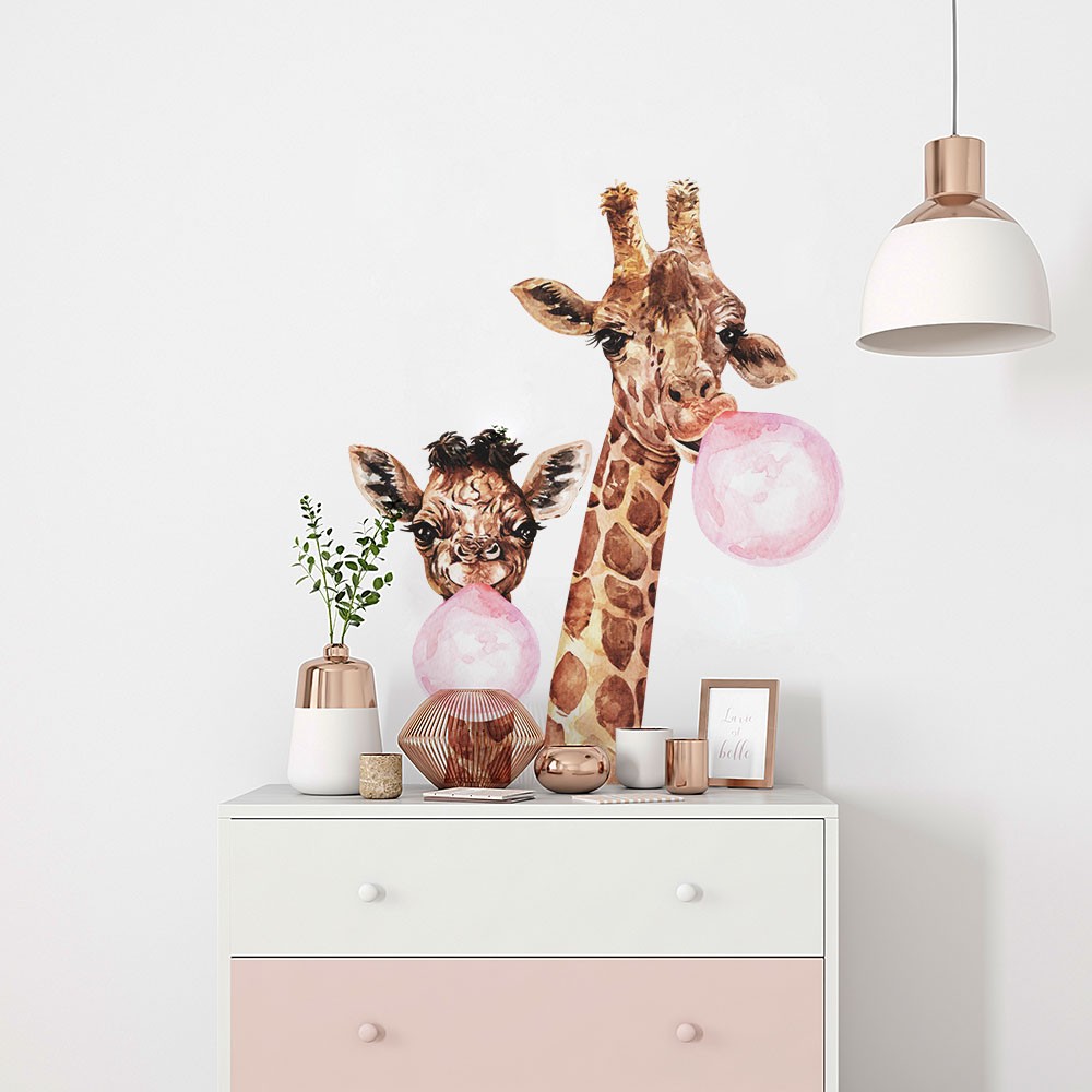 Żyrafa Guma Balonowa - naklejki na ścianę dla dzieci