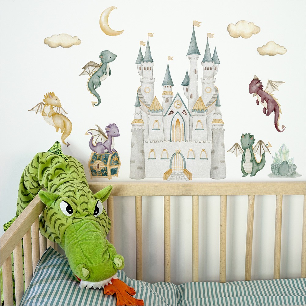 Smoki, Naklejka Na Ścianę Dla Dzieci - The World Of Dragons