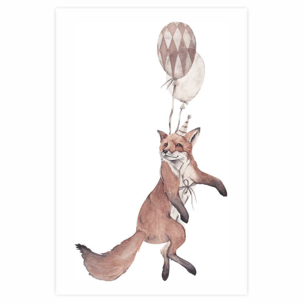 Party Animals Collection - obrazek do pokoju dziecka - Lisek z balonami